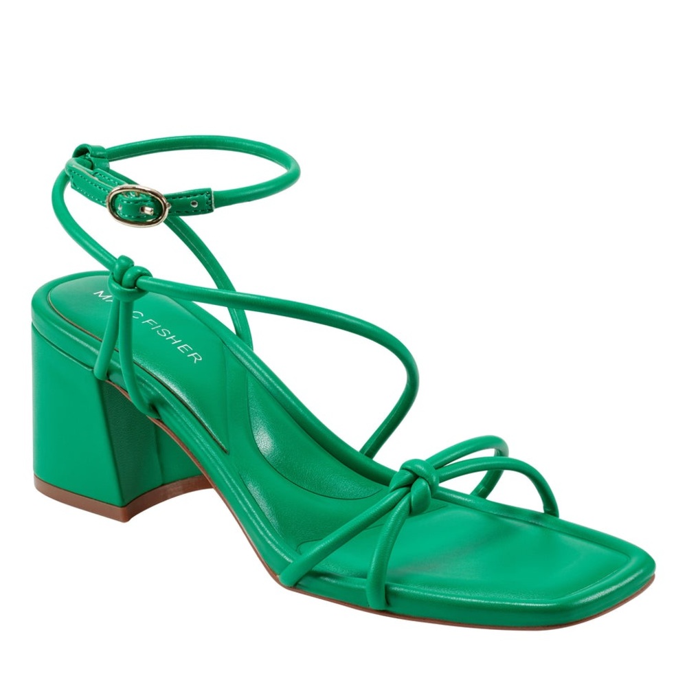Marc Fisher Green Square-Toe Sandals with Block Heel